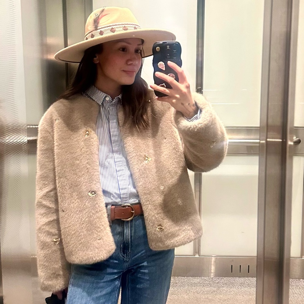 Zara Jacket with Gold Floral Accents and Gem Details